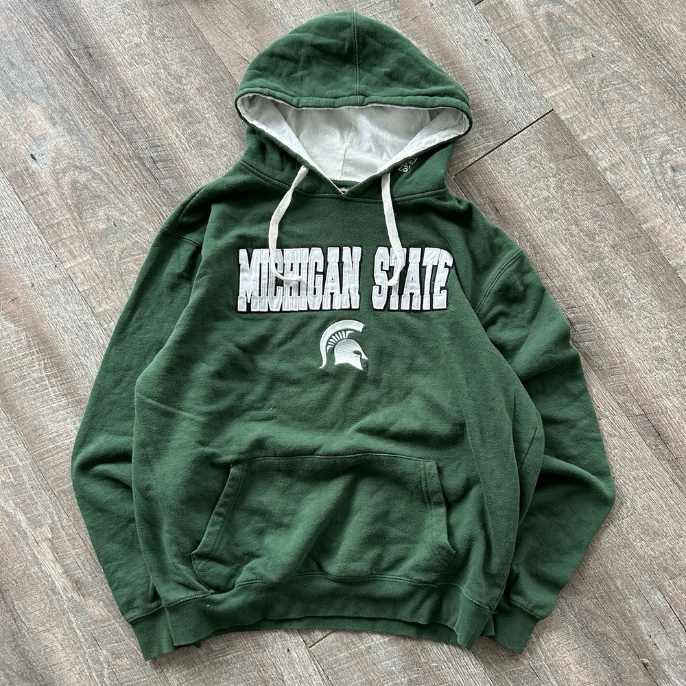 Colosseum Mens Size L Michigan State University Spartans Hoodie Sweatshirt Green
